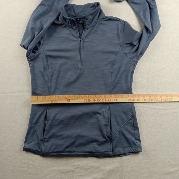 Eddie Bauer Womens Blue Gray Kangaroo Pocket QTR Zip Pullover - Large - Picture 14 of 16